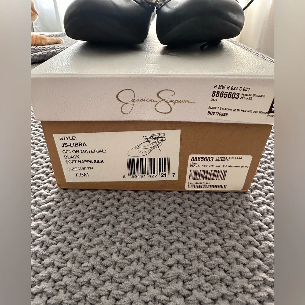 Jessica Simpson Black Pointed-Toe Lace-Up Stud Flats - Picture 2 of 11